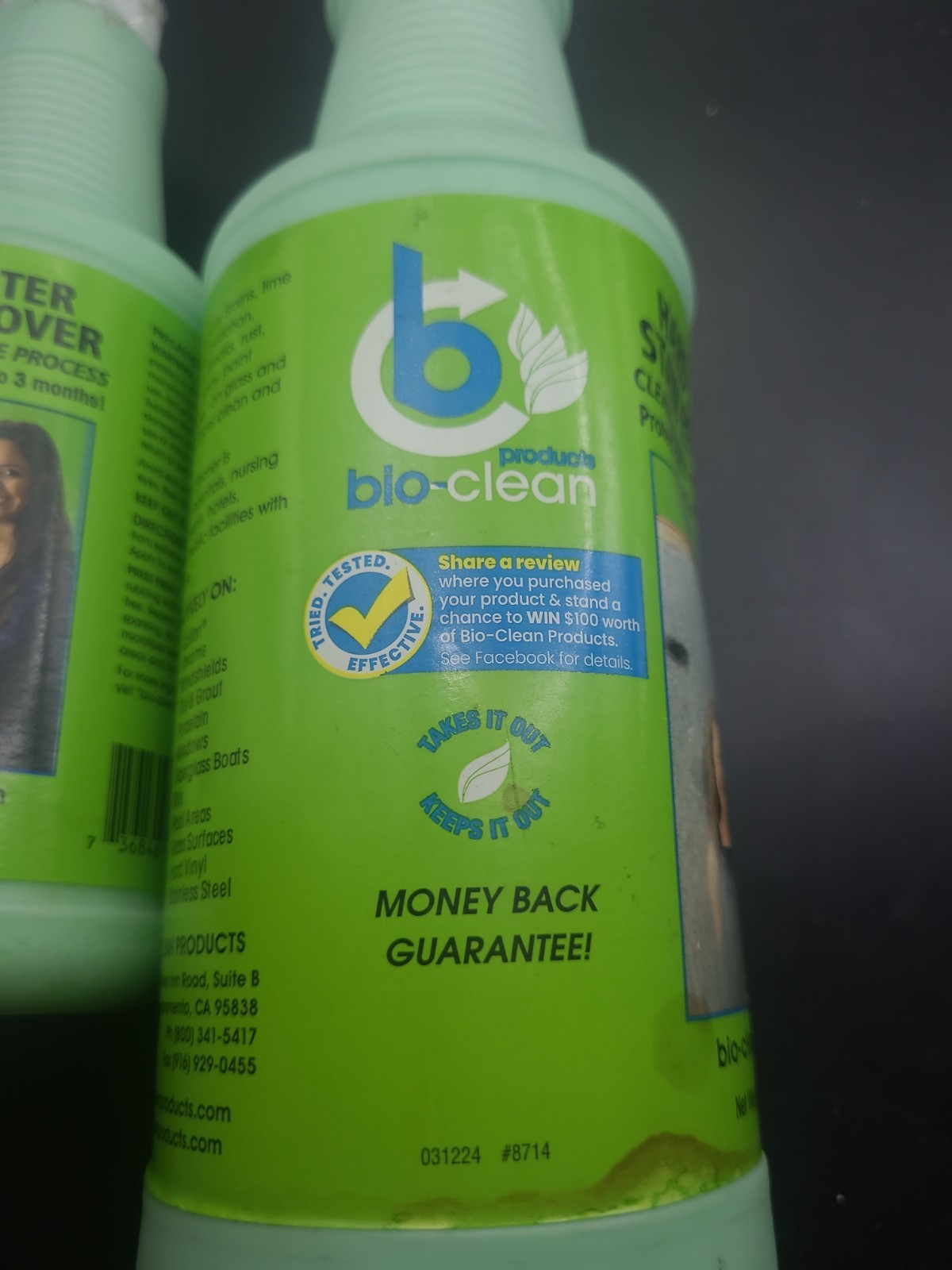 2 X Bioclean Hard Water Stain Remover 20.3 Oz. & 40 Oz. Bottles THE GREEN STUFF