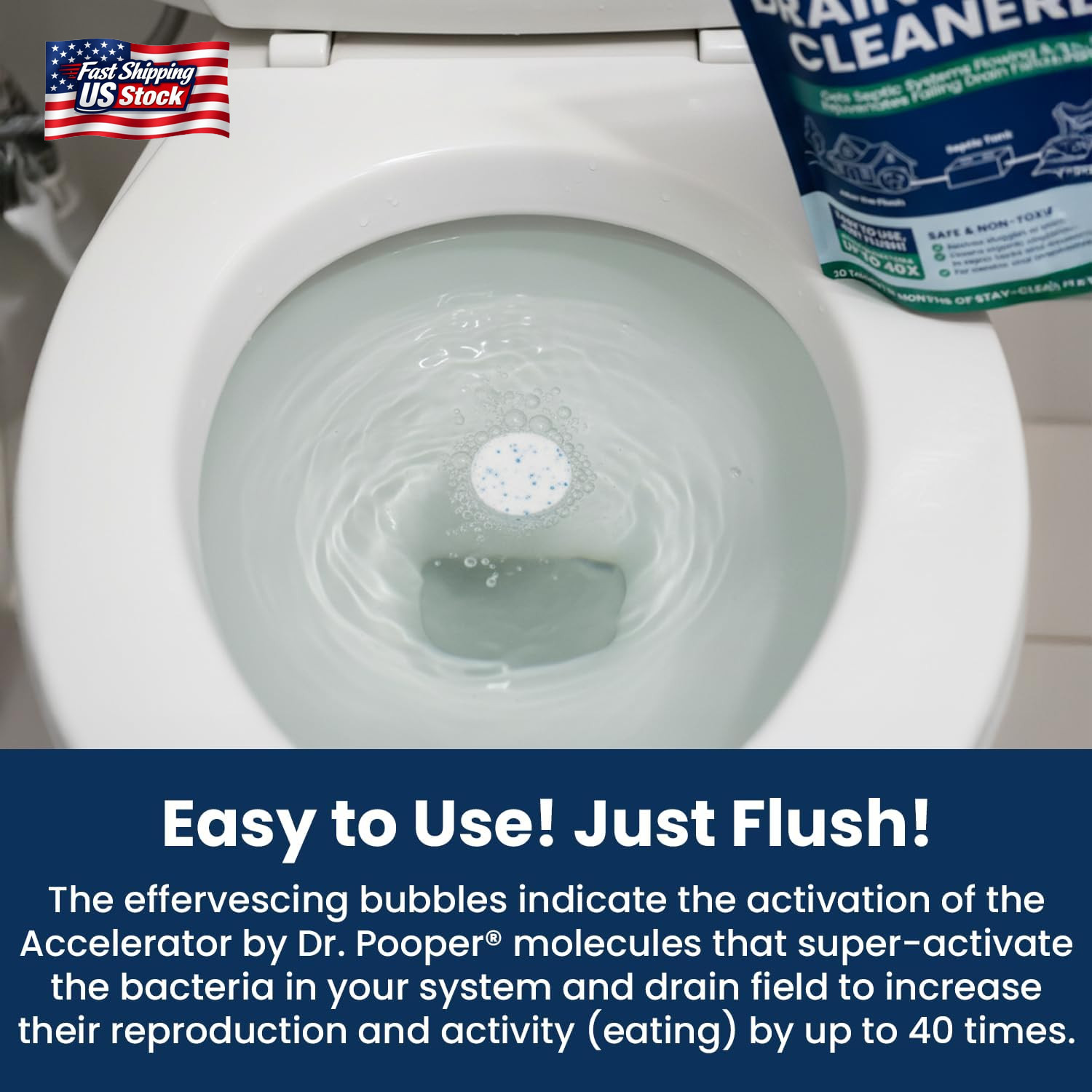 Accelerator by Dr. Pooper Drain Field Cleaner Tablets (20 Count) – Septic Tank T