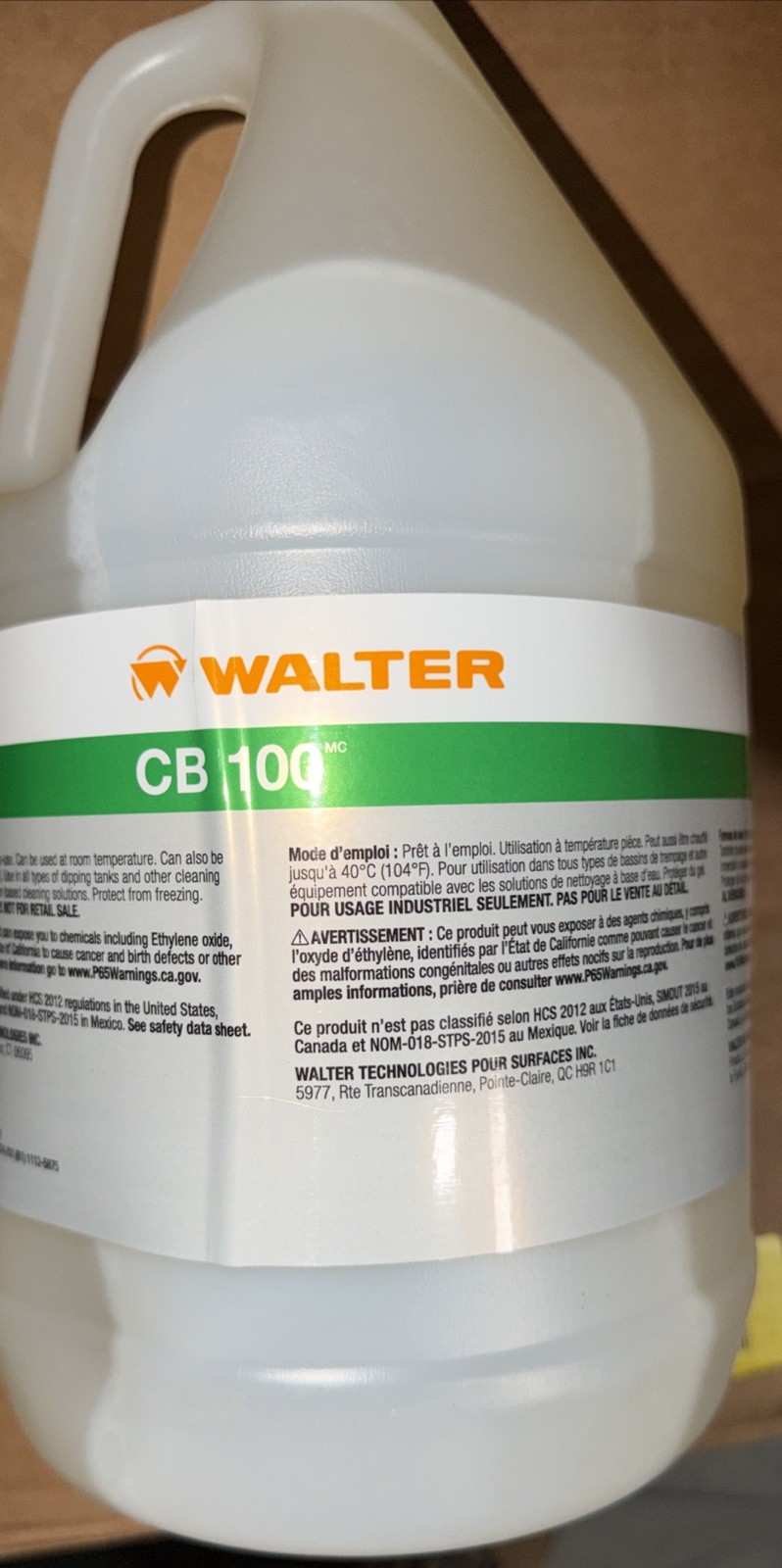 Walter Surface Technologies 53G165 Cb 100 Cleaner/Degreaser, 1 Gal Jug, Ready