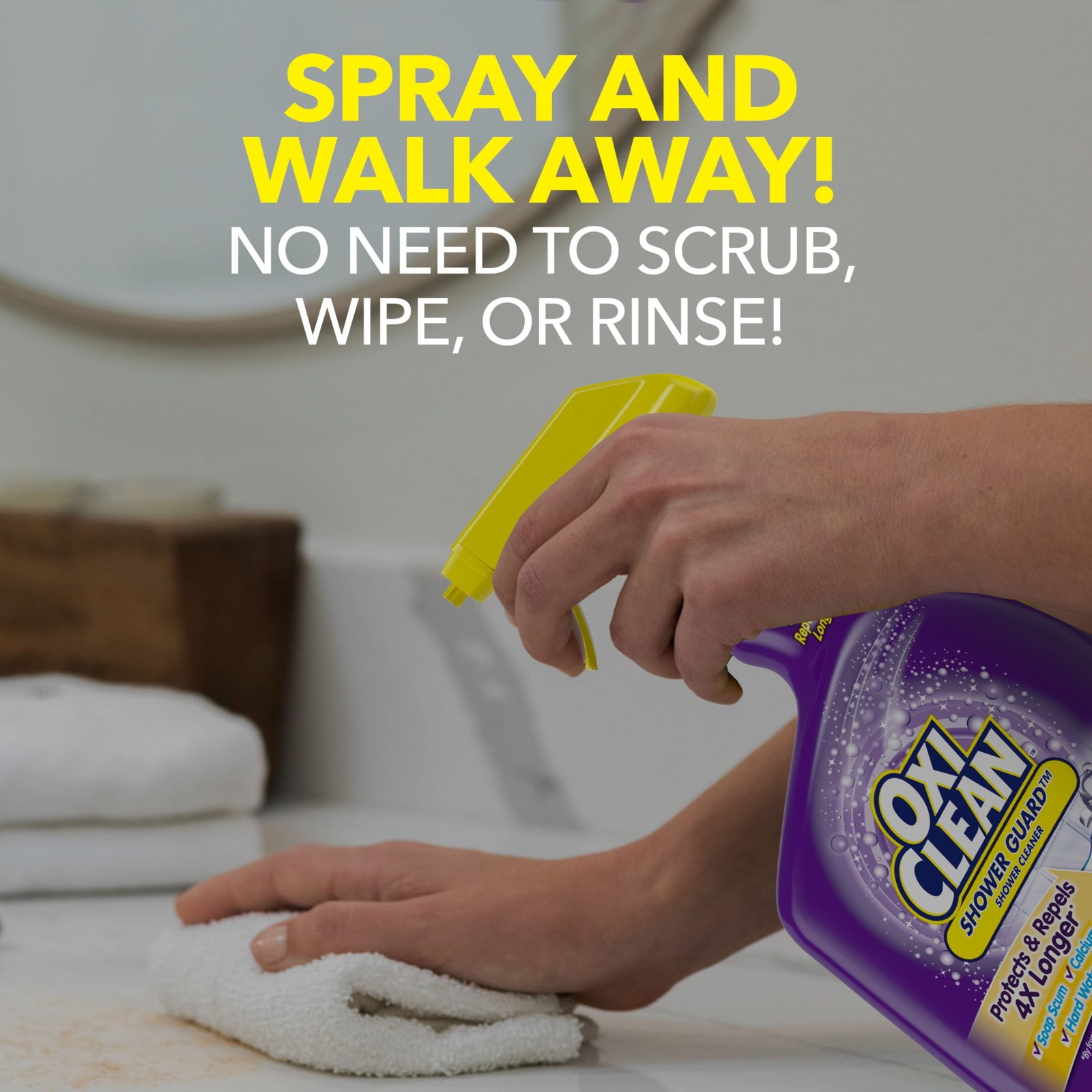 (4 pack) OxiClean Shower Guard Daily Shower Cleaner, Protects & Repels Bathroom