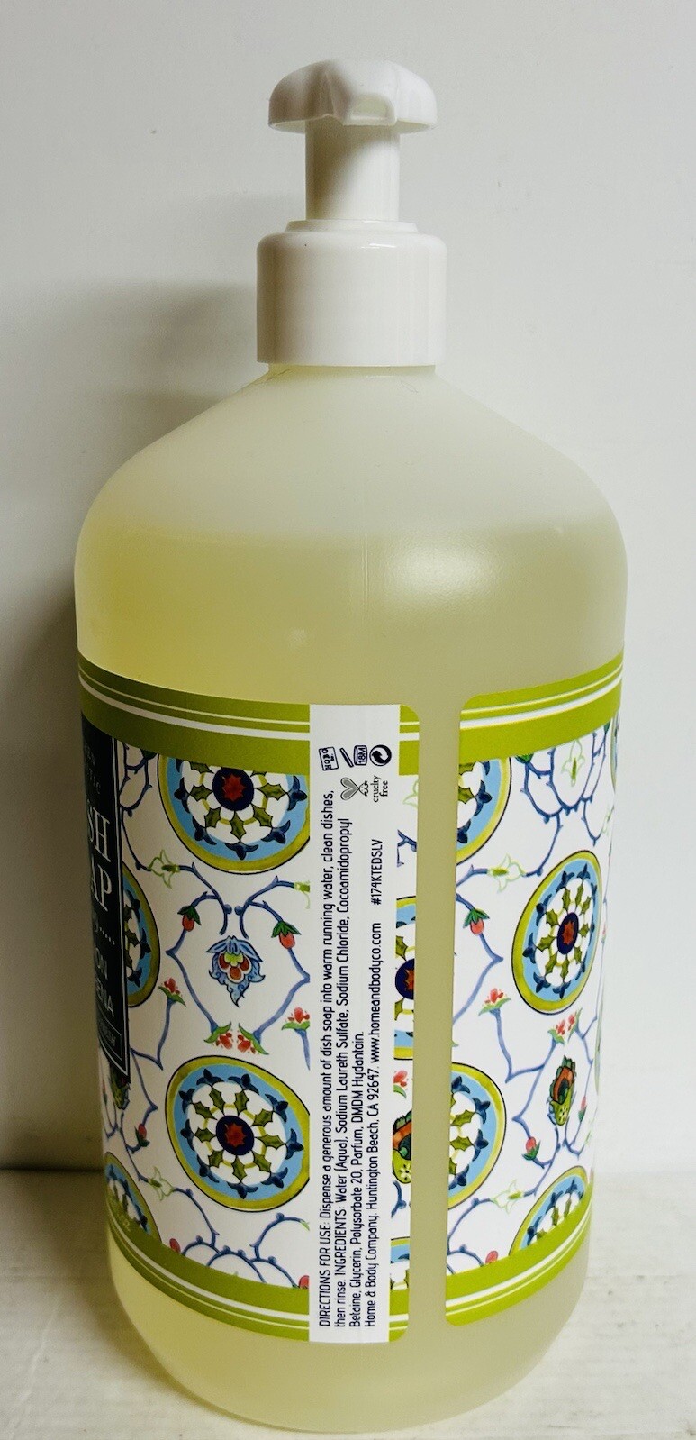 2 Bottles Home & Body Co. ~ Clean & Fresh Lemon Verbena Dish Soap 32 fl oz Each