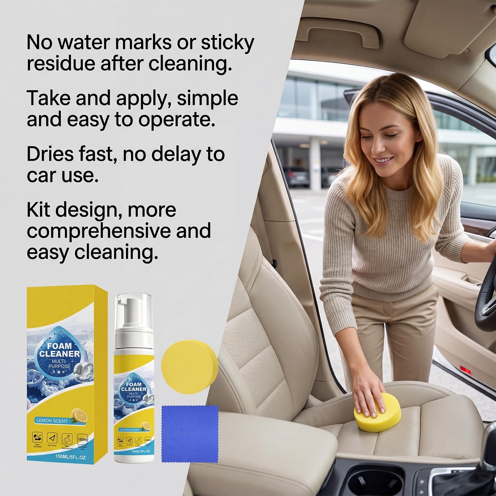 4 in 1 Multi Enzyme Foam Cleaner All Purpose No Rinse Spray Car Kitchen 2 Pcs