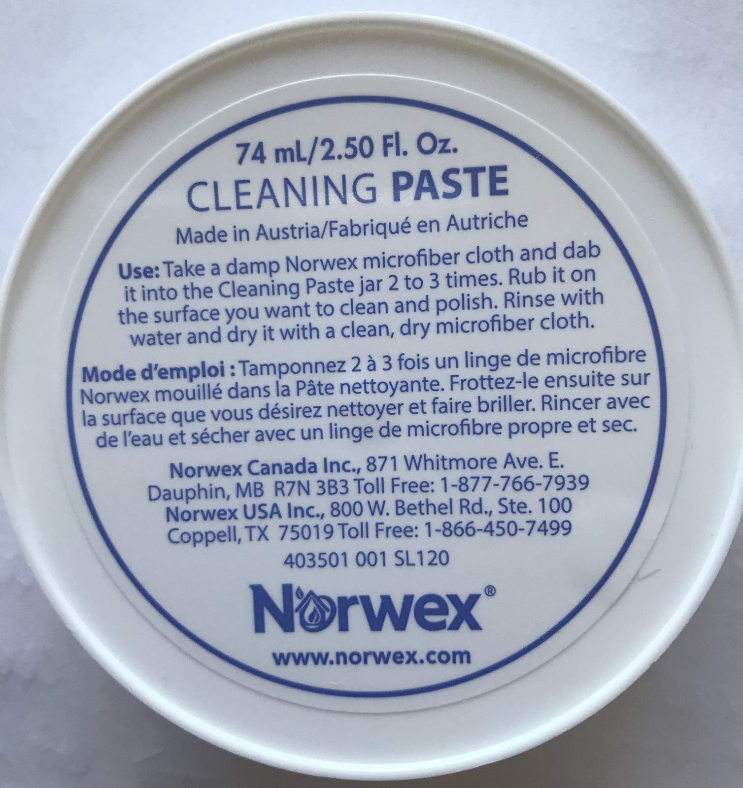 Norwex Cleaning Paste 74ml 2.50 Fl.Oz Cleans, Polishes and Protects