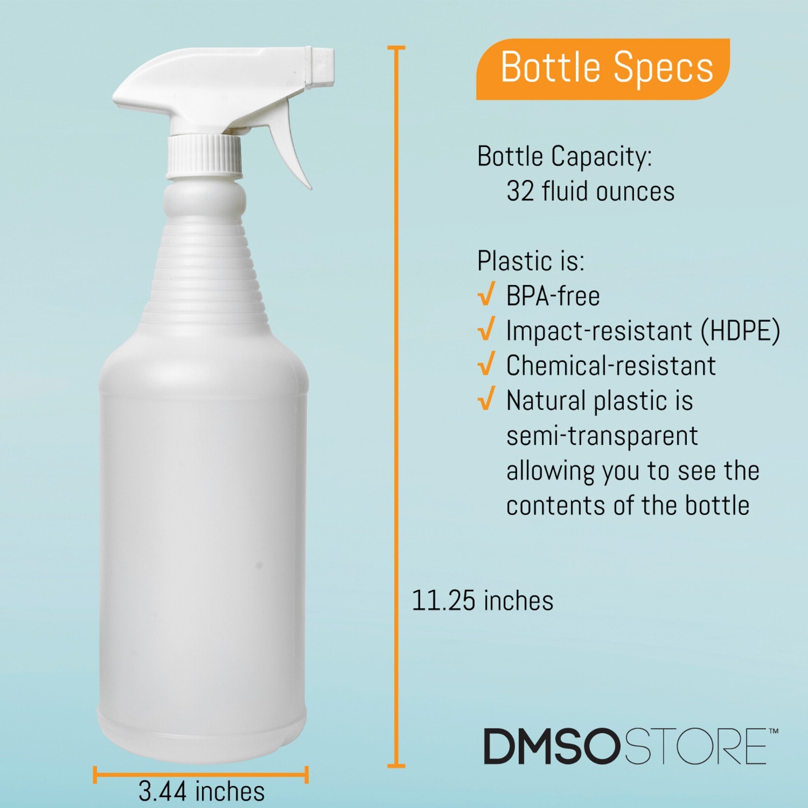 32oz. Plastic Trigger Spray Bottles Chemical Resistant Heavy Duty Commercial 5pk