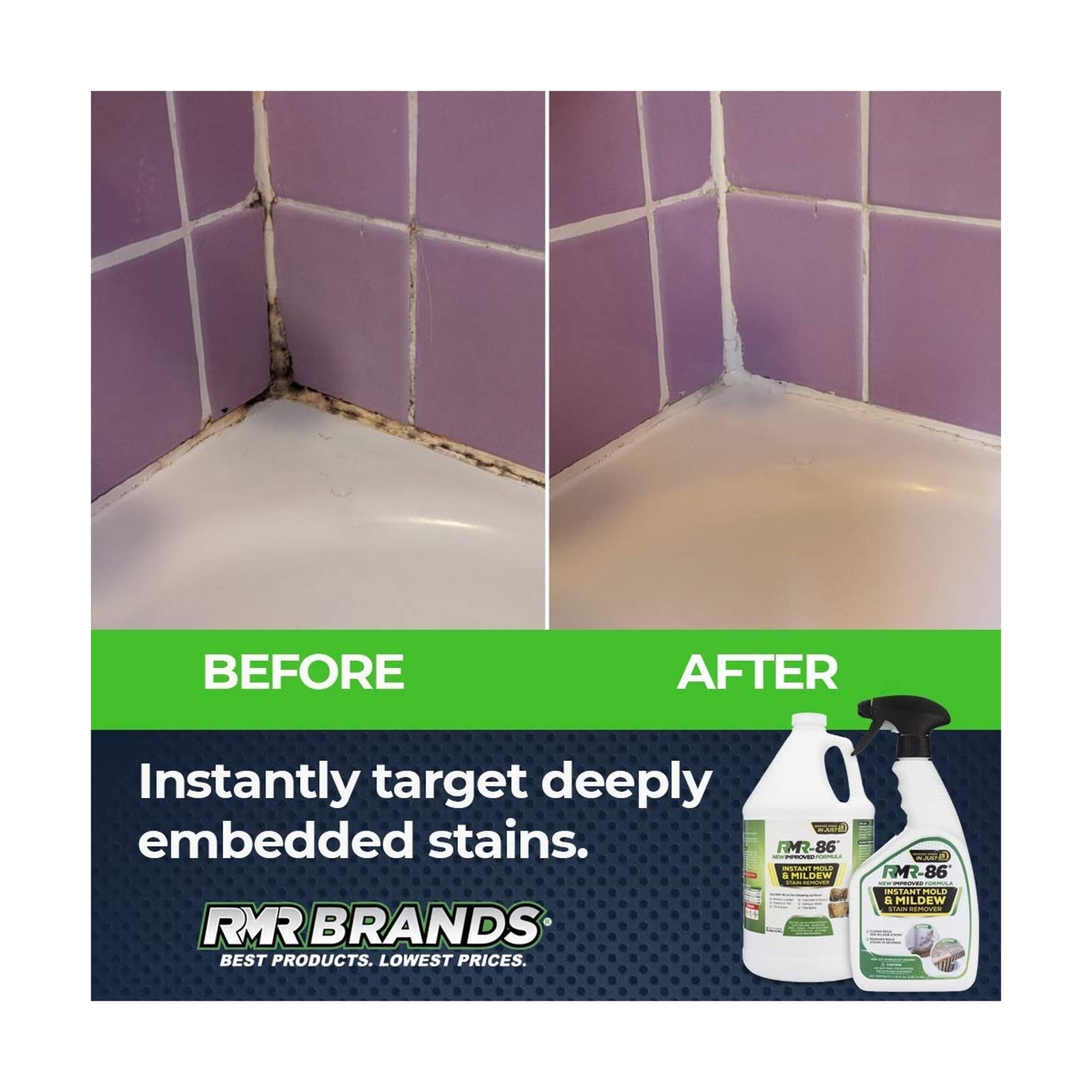 RMR-86 Instant Mold and Mildew Stain Remover Spray – Scrub Free Formula, 2 Pa…