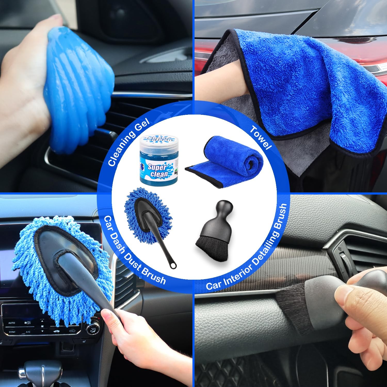17pcs Car Detailing Kit Interior Cleaner Car Interior Cleaning Kit with Handheld