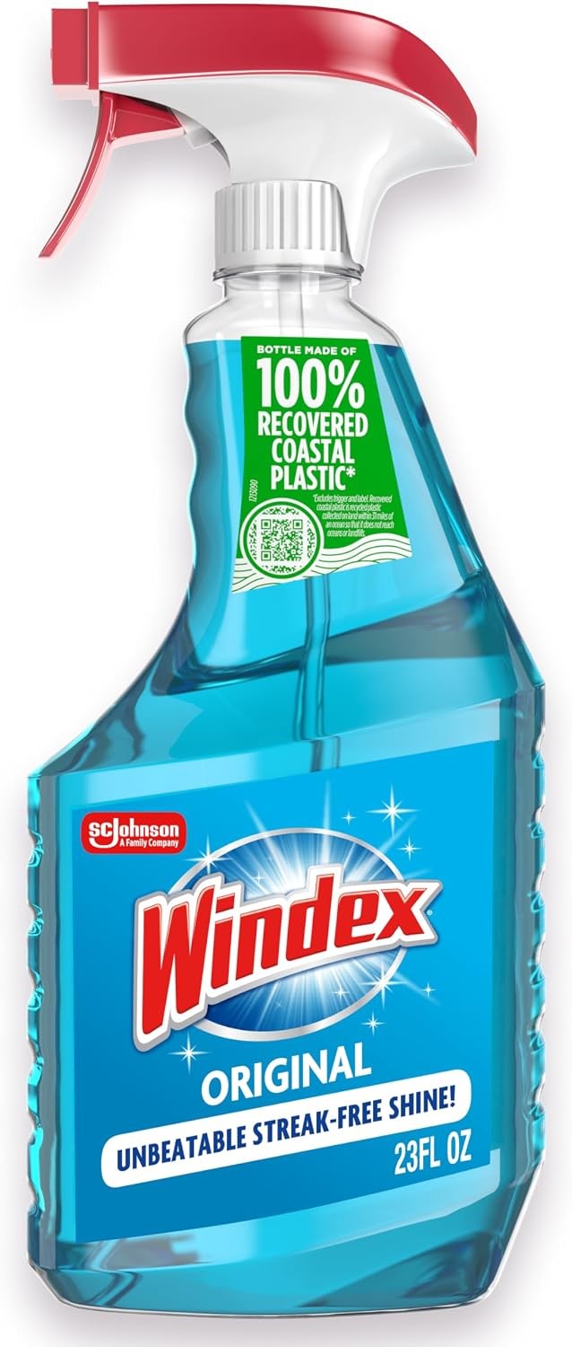 Windex Glass and Window Cleaner Spray Bottle, Packaging Designed to Prevent Leak