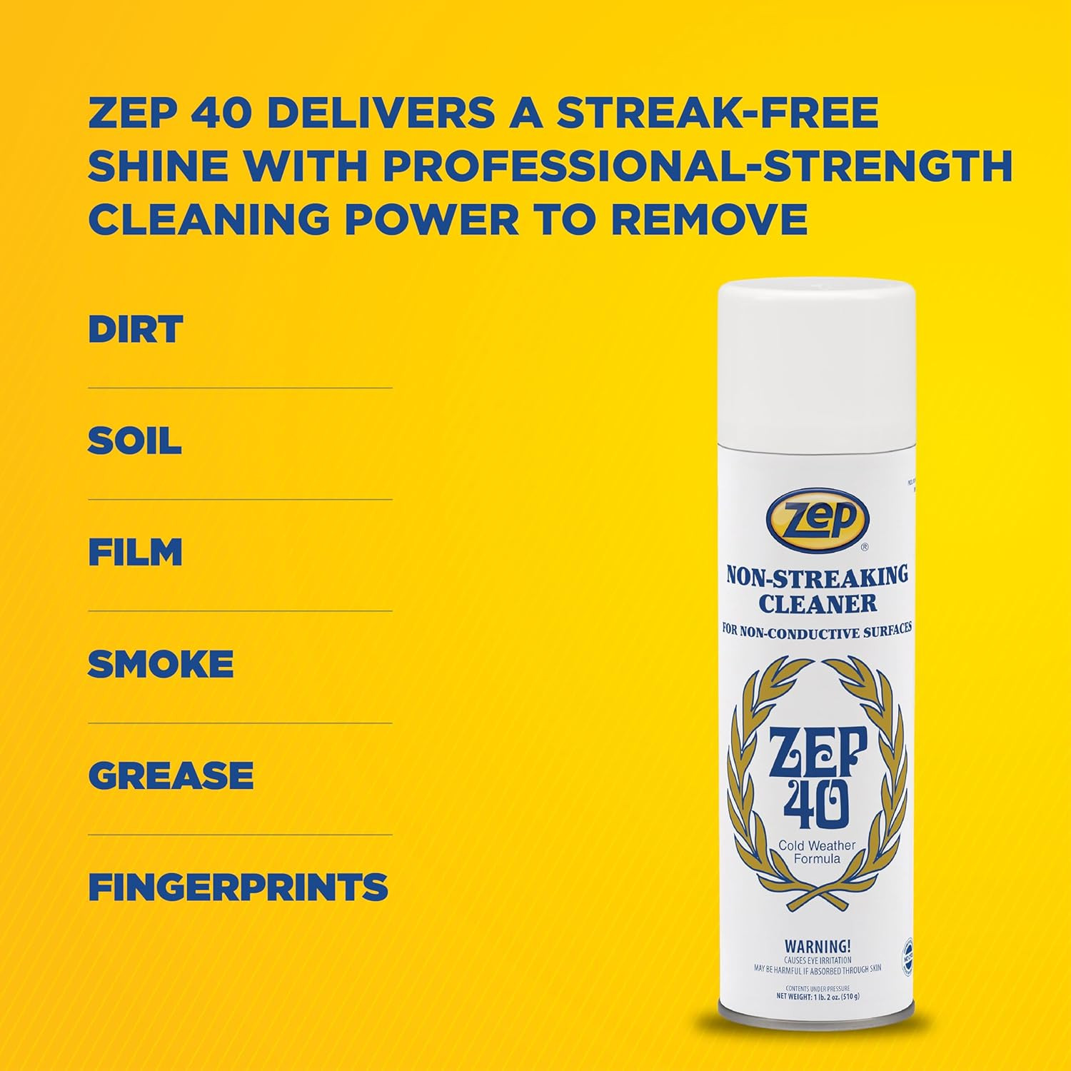 40 Non-Streaking Cleaner – 18 Oz (Case of 12) 14401 – Heavy-Duty Foaming Action
