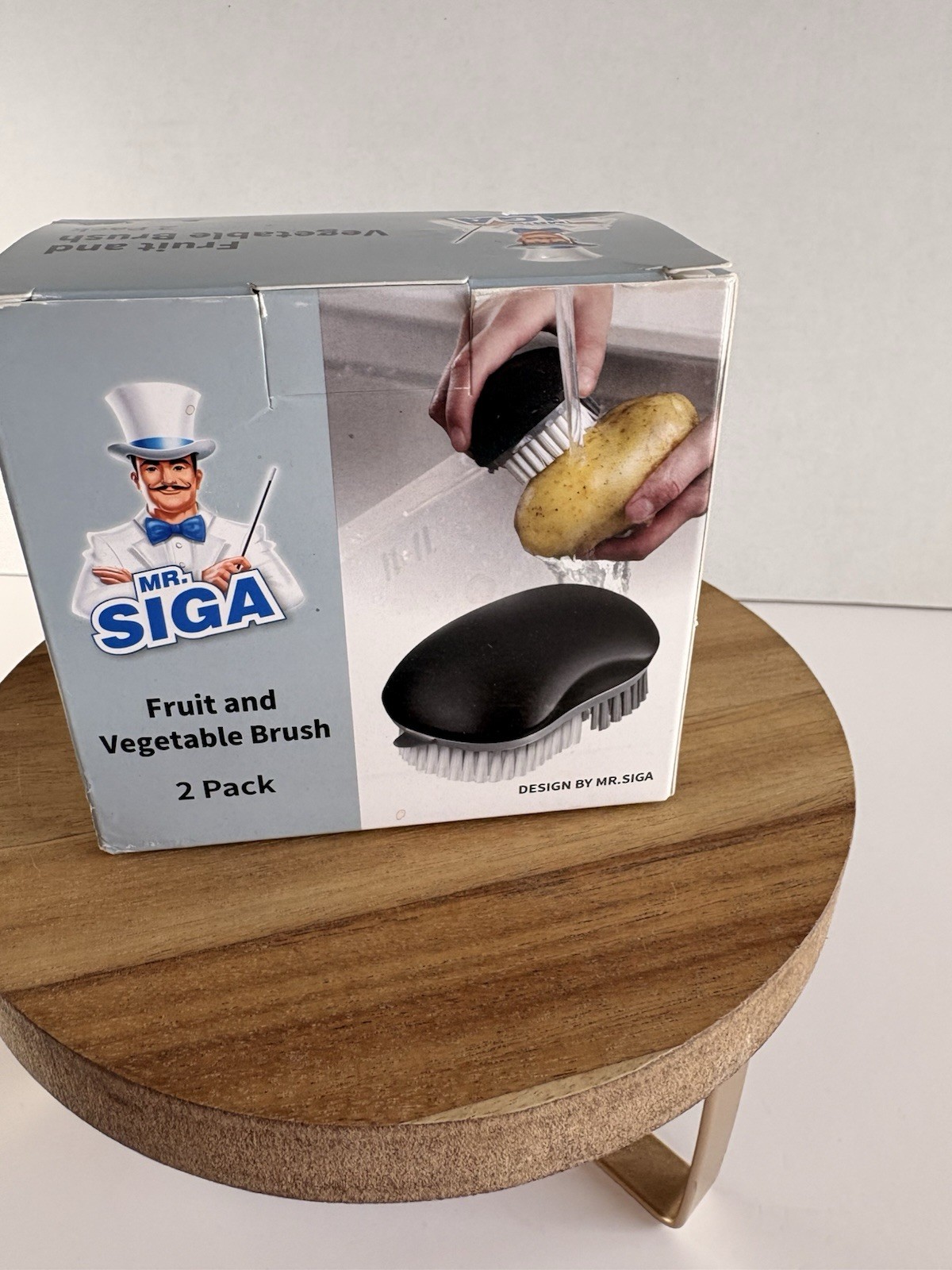 MR SIGA Fruit Vegetable Brush 2 Pack Produce Cleaning Brushes Open Box New