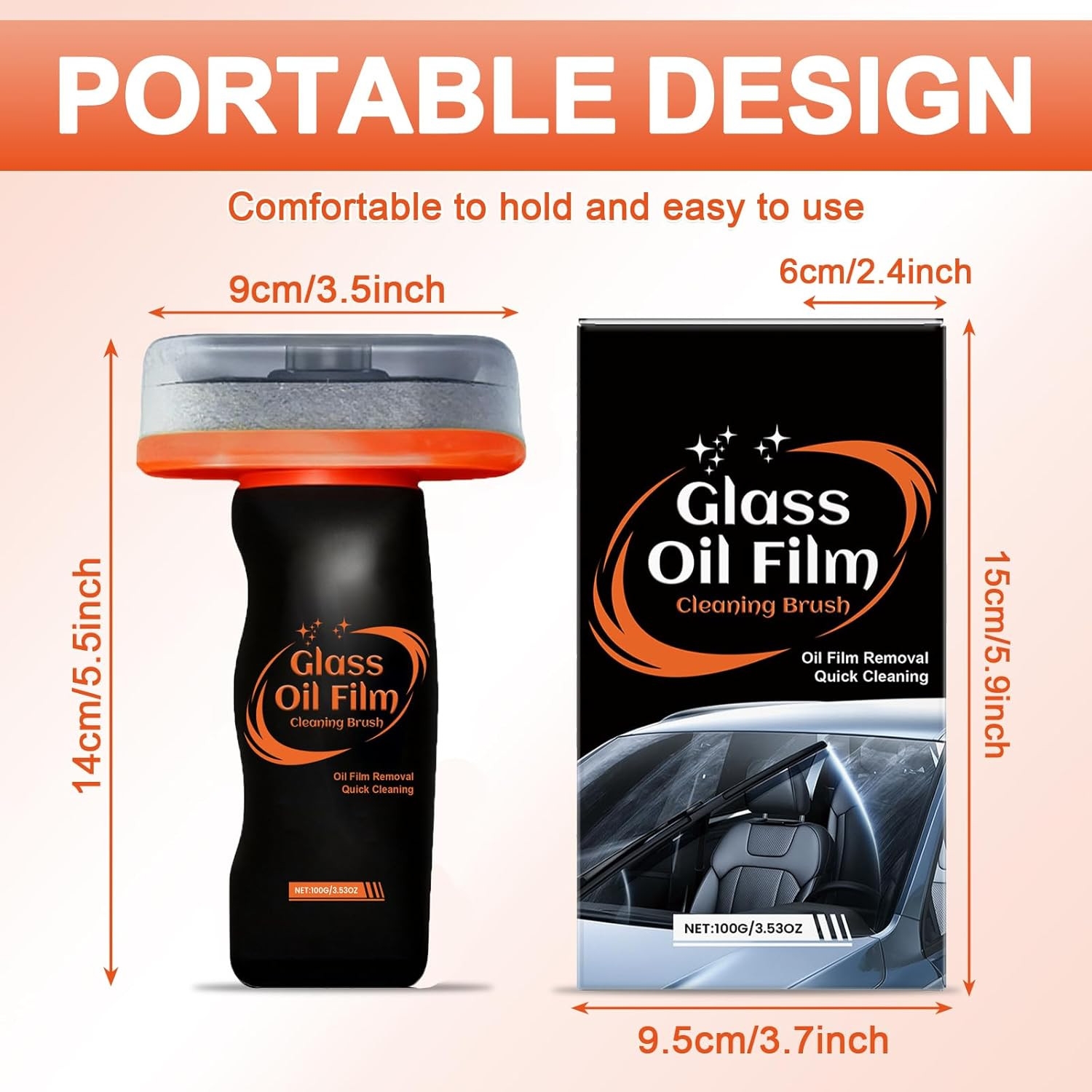 Automotive Oil Film Cleaning Brush for Car Windshield, Glass Emulsion Cleaner, 1