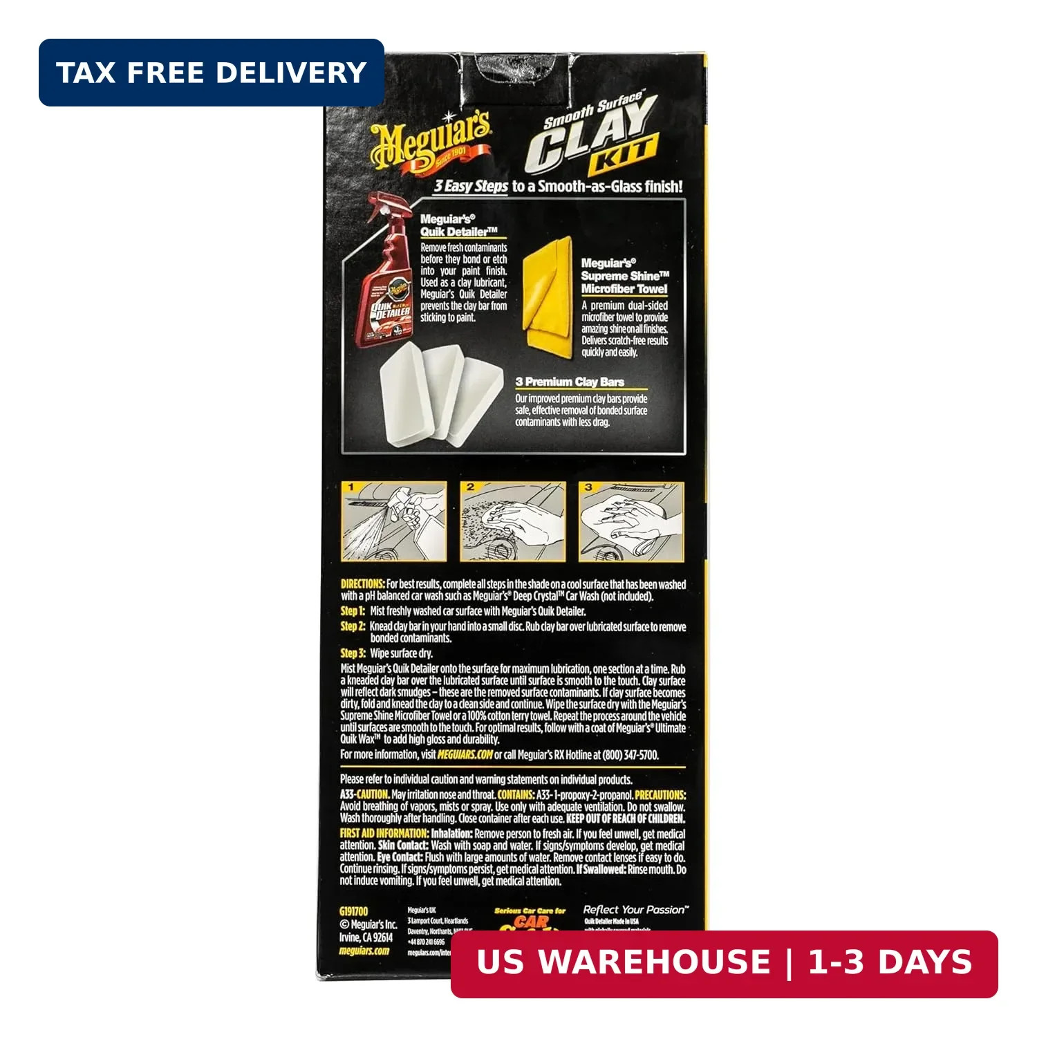 Meguiar’s G191700 Smooth Surface Clay Kit, Safe and Easy Car Claying for Smooth