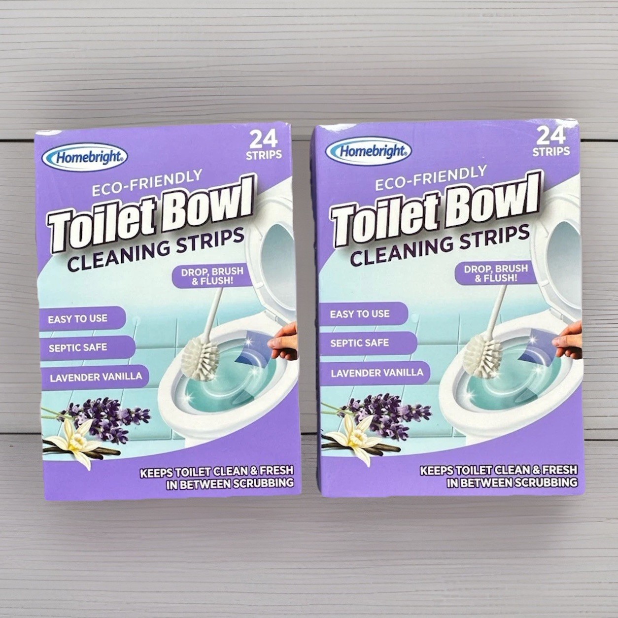 2x Homebright Eco Friendly Toilet Bowl Cleaning Strips Lavender Vanilla