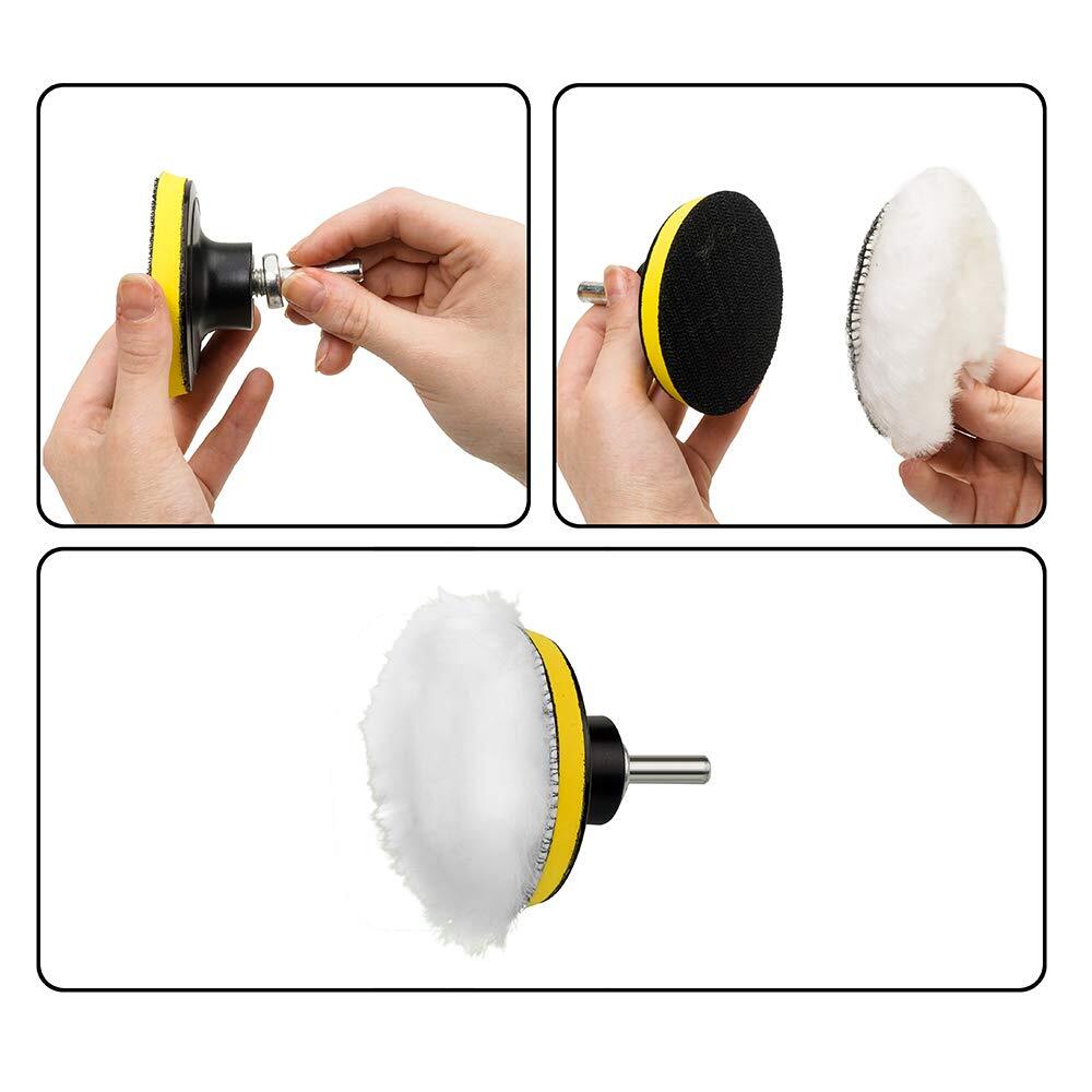 Car Polishers and Buffers Kit 11-PCs Polishing Pad Kit 3-in Polishing Wheel f…