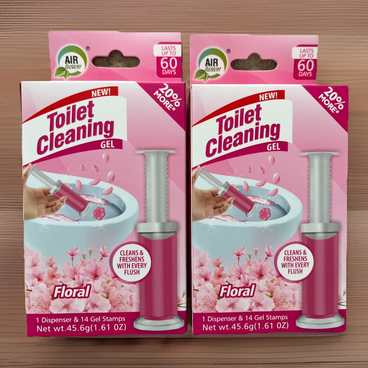 Lot Of 2 – Toilet Cleaner Gel – Odor Remover- Dispenser + 14 Gel Stamps FLORAL
