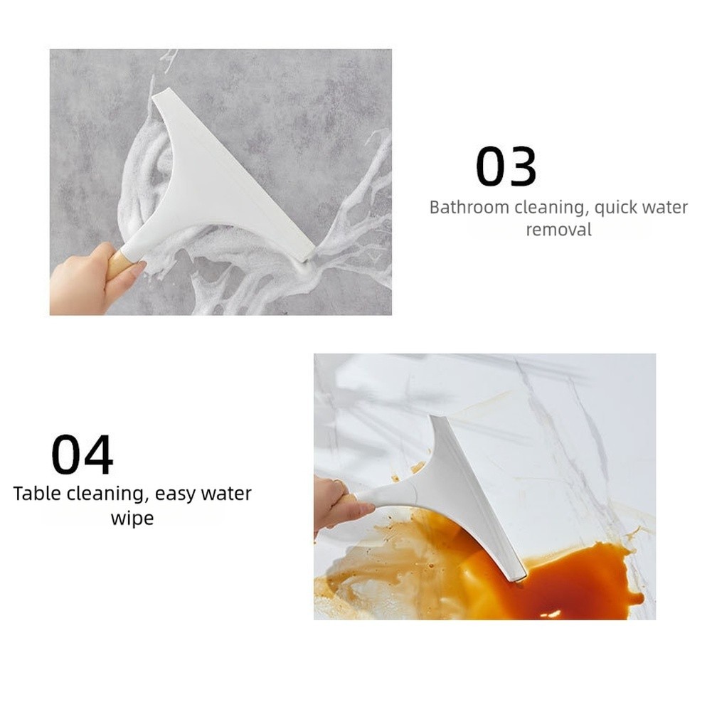 Glass and Window Scraper with Wooden Handle and Soft TPR Blade for Home Use