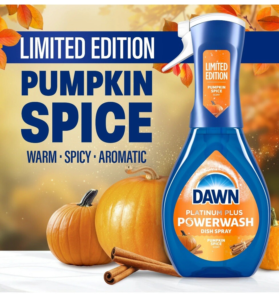 Limited Edition Dawn Powerwash Spray Dish Soap Pumpkin Spice 16 Fl Oz Platinum