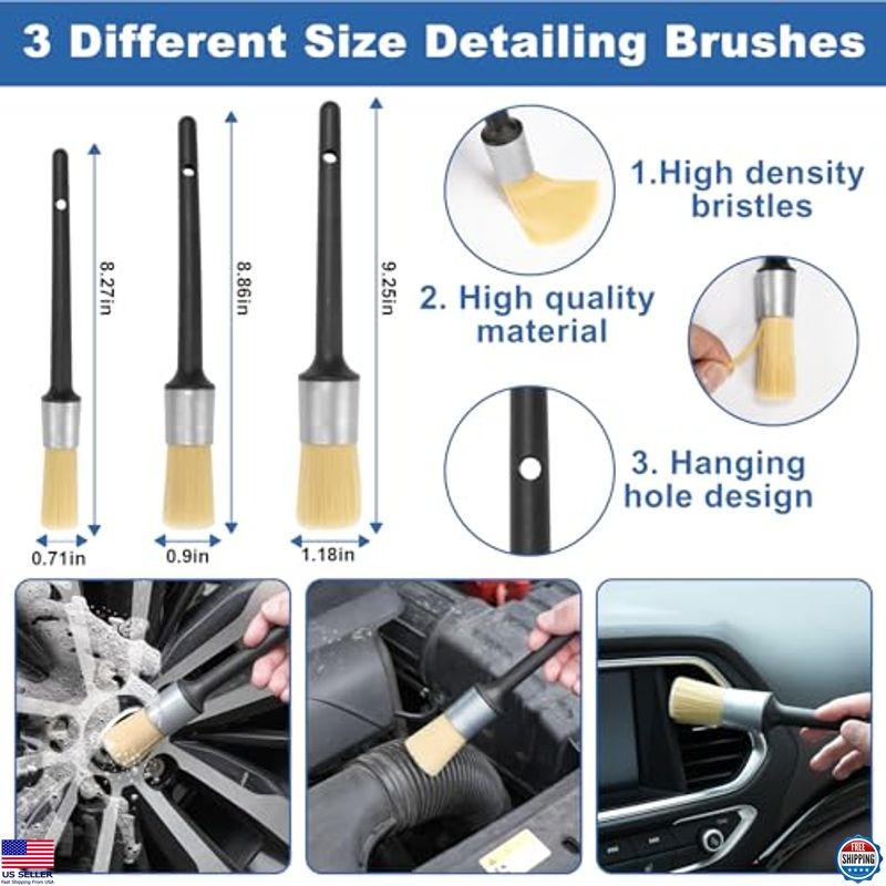Windshield Cleaner Tool Kit, 13Pcs Car Detailing Brushes & Gel, Interior