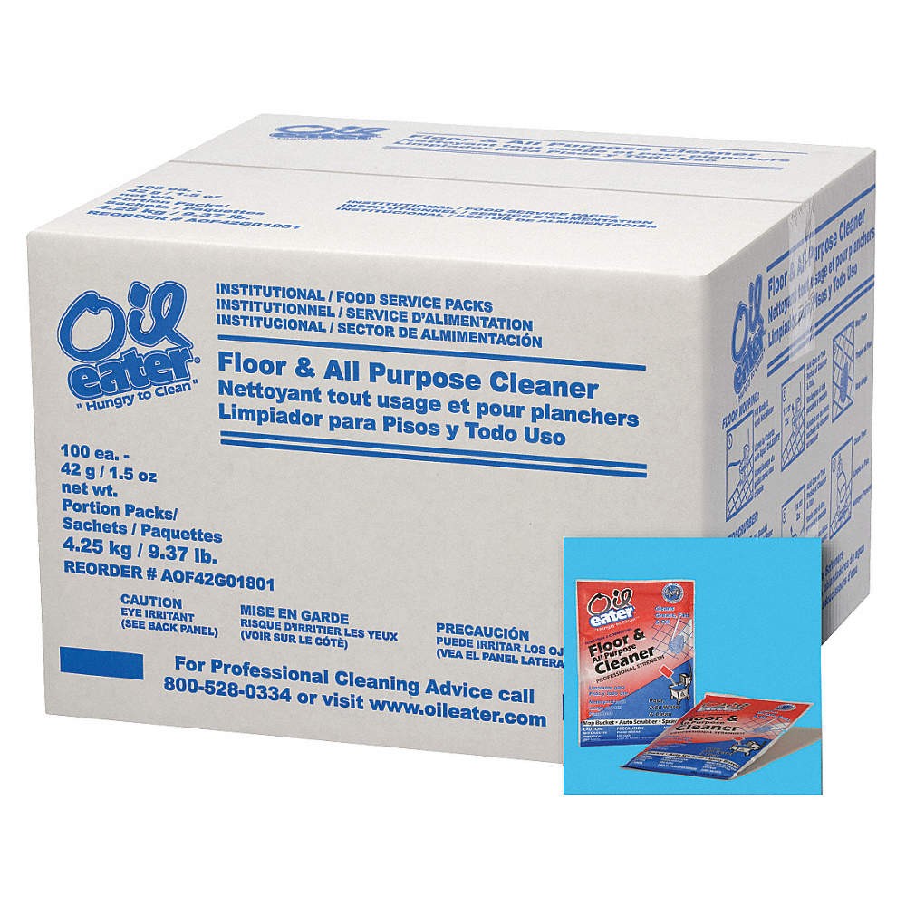 OIL EATER AOF42G01801 Floor Cleaner,Powder,1.5 oz,Packet,PK100 49J523