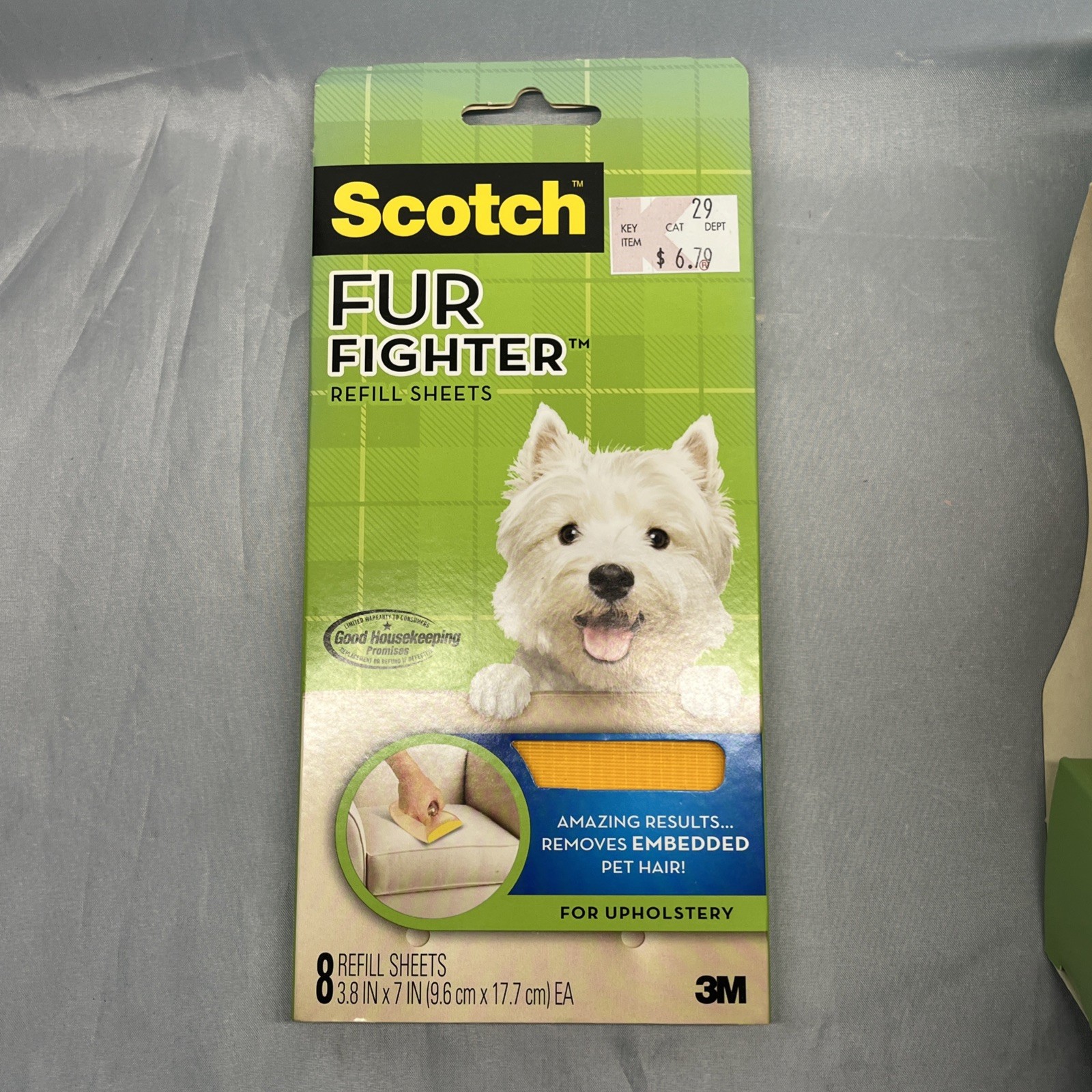 Scotch Fur Fighter Pet Dog Cat Hair Remover Handle & 5 Refill Sheets Plus Refill