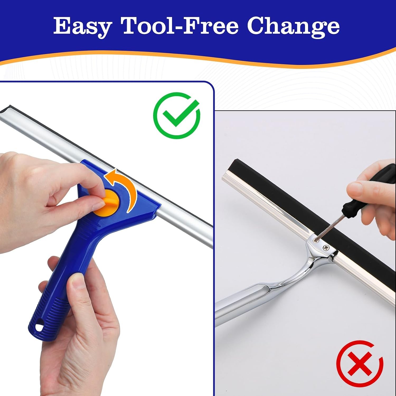 18-Inch Window Squeegee Professional with 12-INCH Chanel Squeegee for Shower