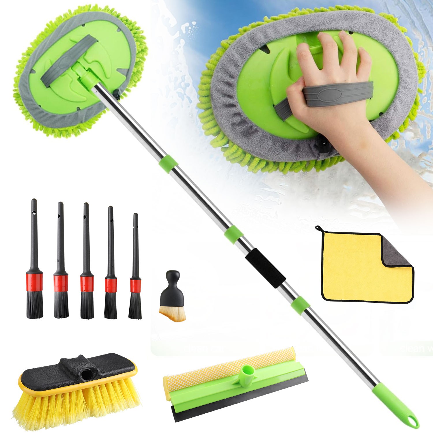 62″ Car Wash Brush with Long Handle, 12PCS for Car RV Truck Boat Wash