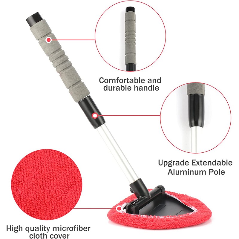 Auto Windshield Cleaning Tool Window Cleaner Brush Glass Wiper Extendable Handle