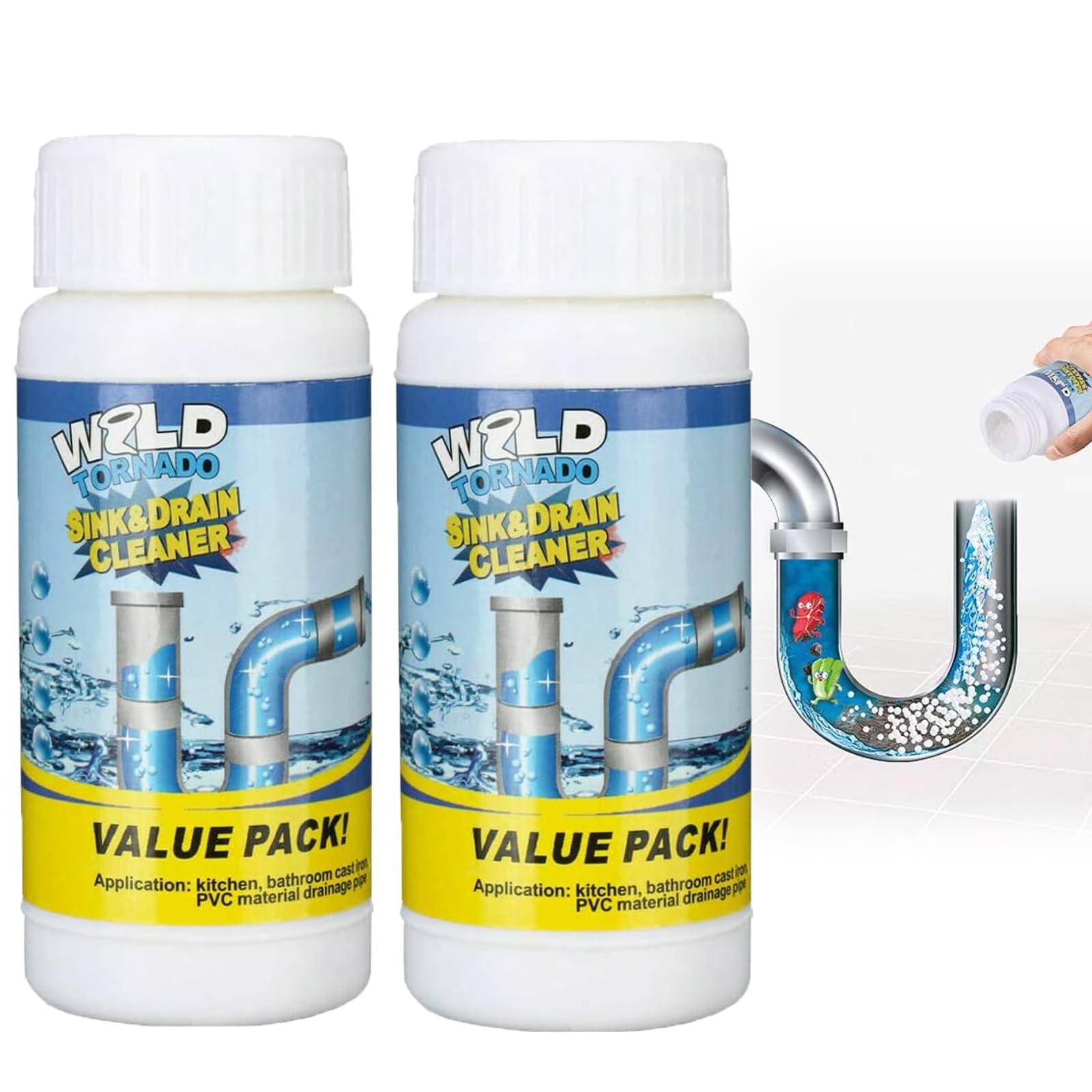 Wild Tornado Powerful Sink & Drain Cleaner Powder – Quick Foaming Super Cleaning