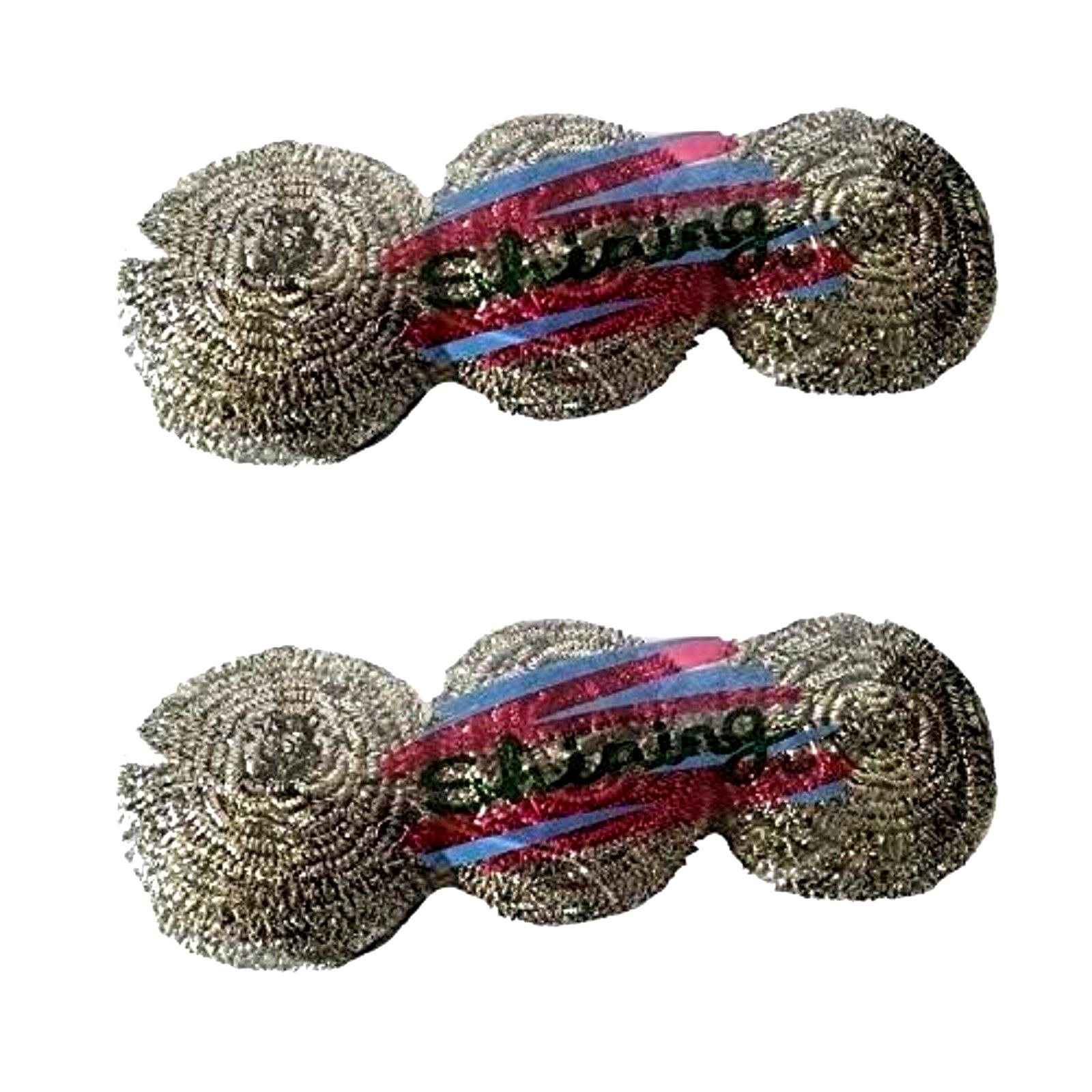 2 Packs 3 Pieces Shining Stainless Steel Sponges Scrubbers Scouring Pads