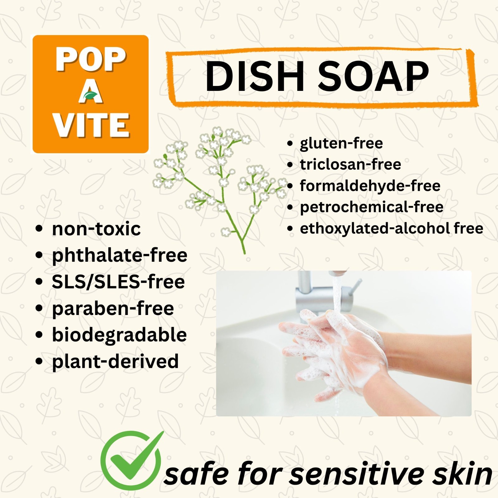 PAV Non Toxic Liquid Dish Soap 16 fl oz or 473 ml – Lemon & Eucalyptus Scent