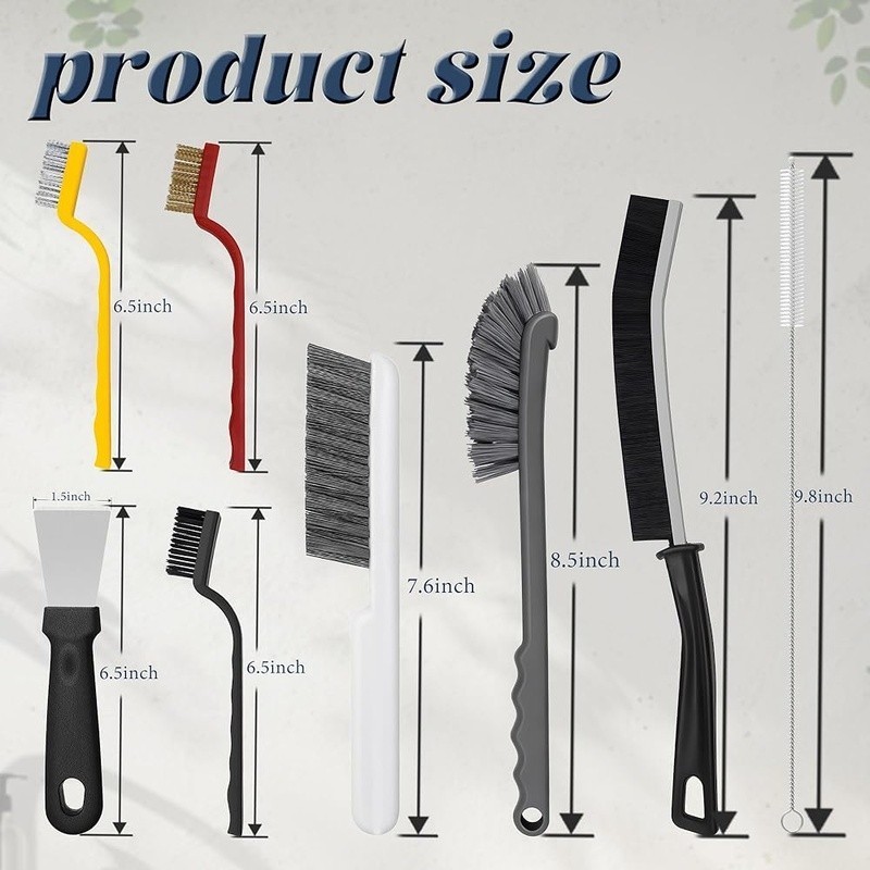 15 Piece Crevice Cleaning Brush Set Ergonomic Gap Tools Kitchen Bathroom Vehicle