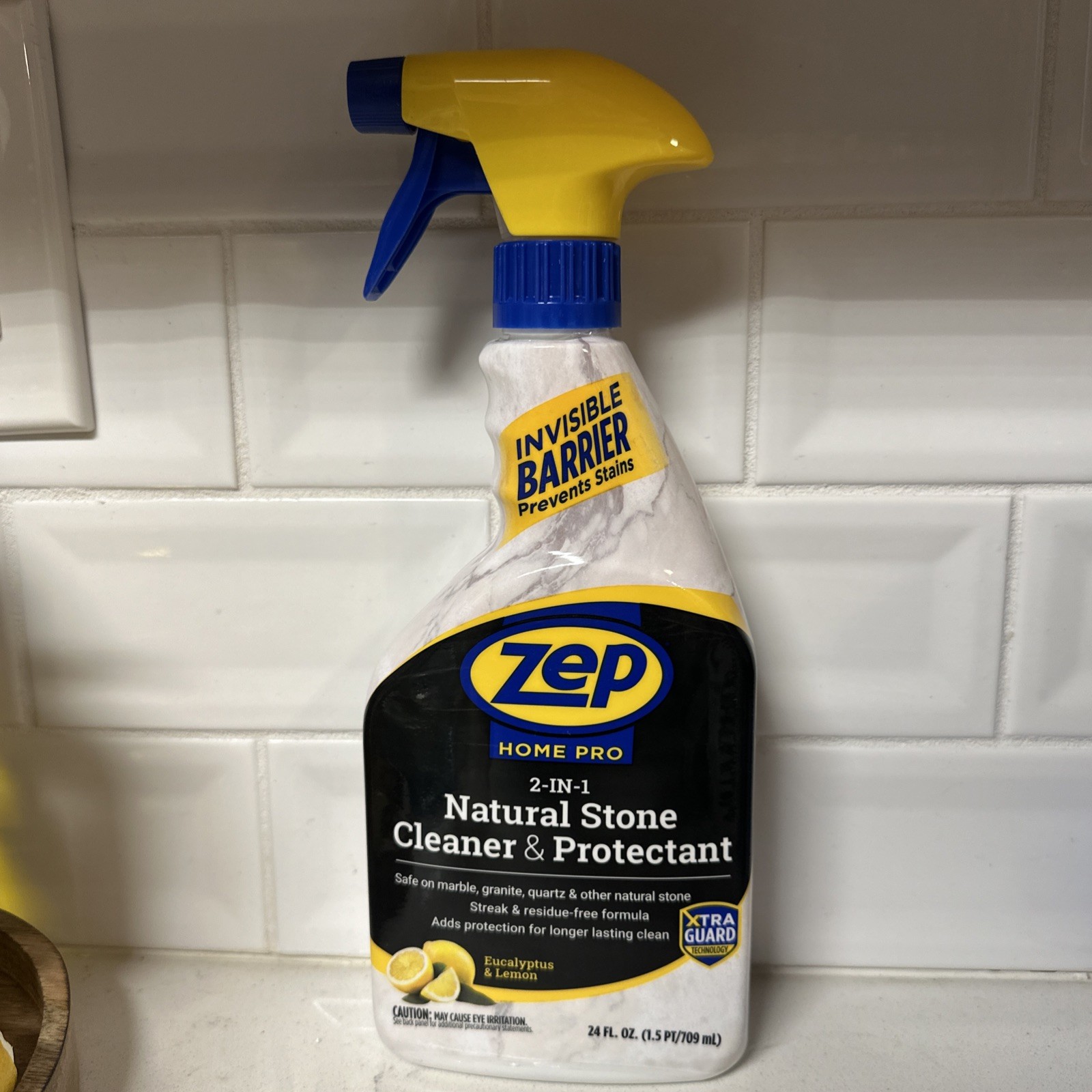 ZEP Home Pro 2 in 1 Marble Granite Cleaner & Protectant 24 Oz Eucalyptus Lemon