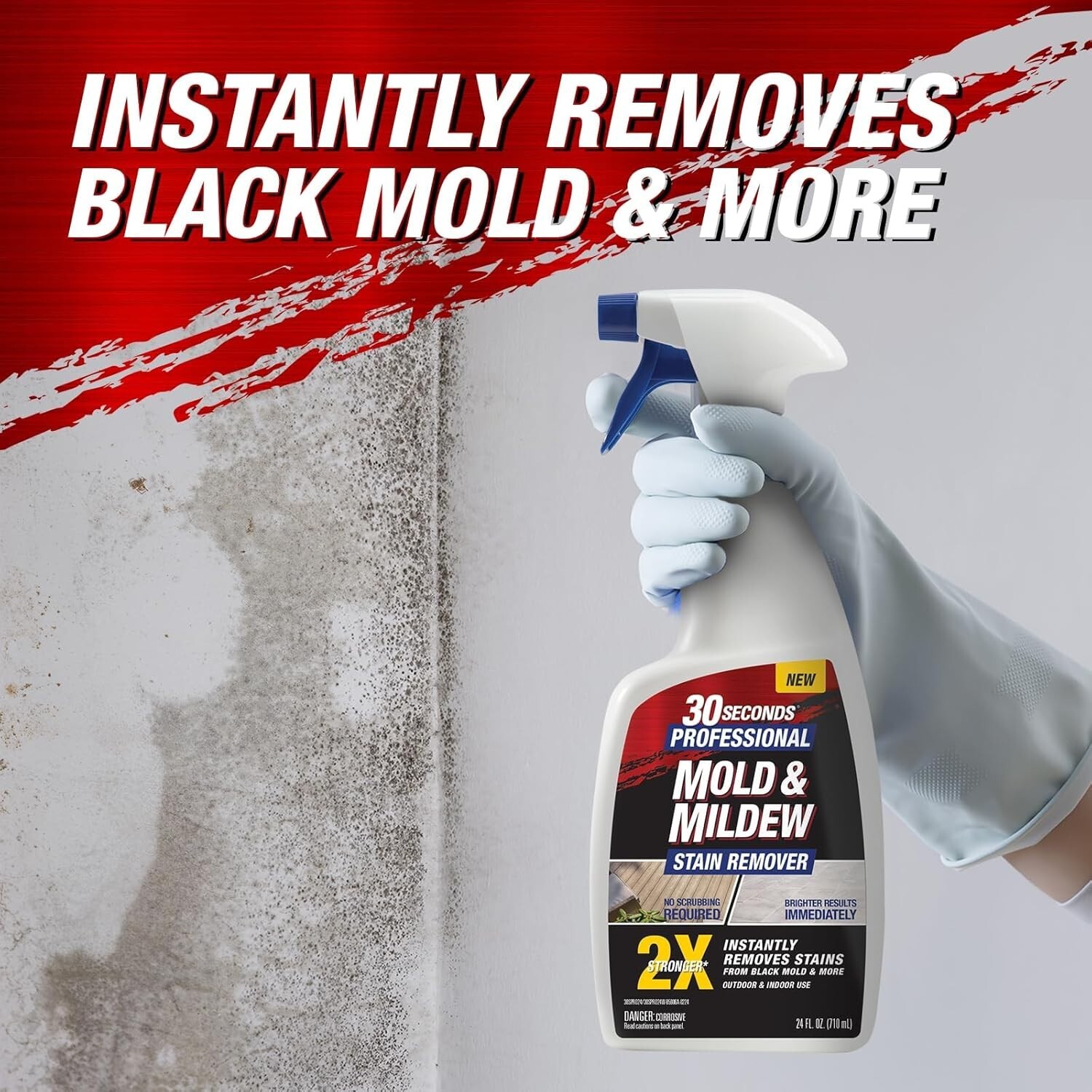 30 SECONDS Pro Mold and Mildew Stain Remover | Scrub Free | Brighter Results Ins