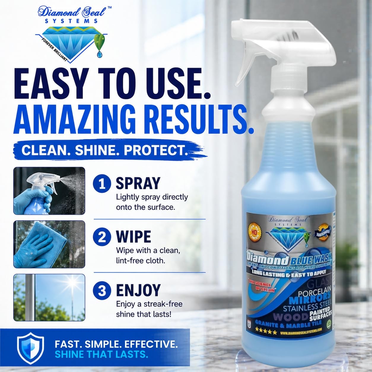 Made in the USA. Diamond Blue Repellent Wash Multi Surface. Cleans,Shine Best…