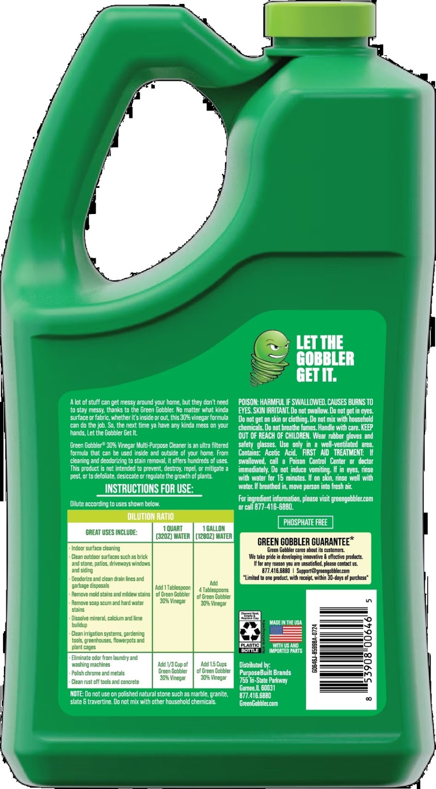 30%Concentrated Vinegar Multi Purpose Cleaner for Home and Outdoor Use, 1 Gallon