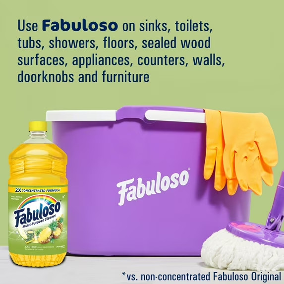 Fabuloso Multi-Purpose Cleaner, 2X Concentrated Formula, Floor Cleaner, Pineappl