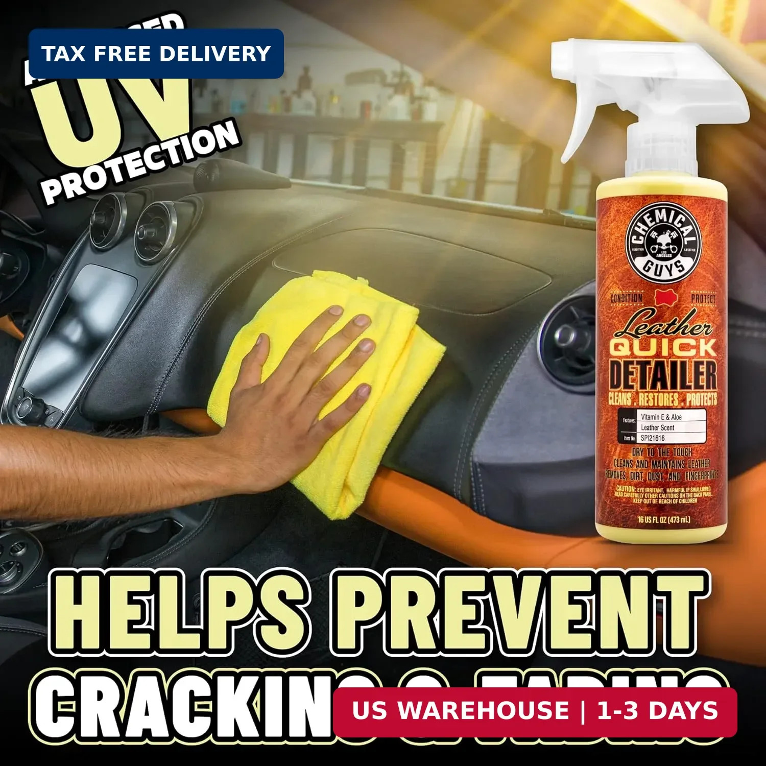 Chemical Guys Leather Quick Detailer – Interior Cleaner and Conditioner for Natu
