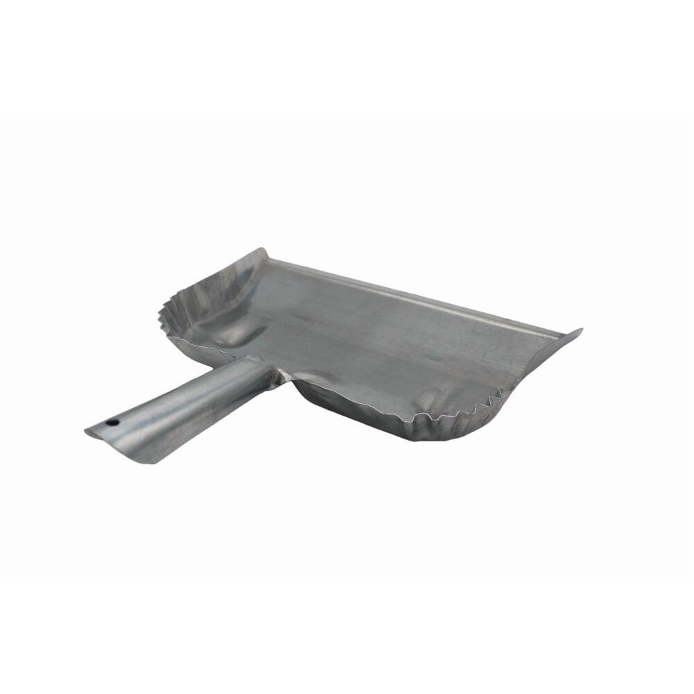 Heavy Duty Galvanized Steel Dustpan with Long Handle Silver