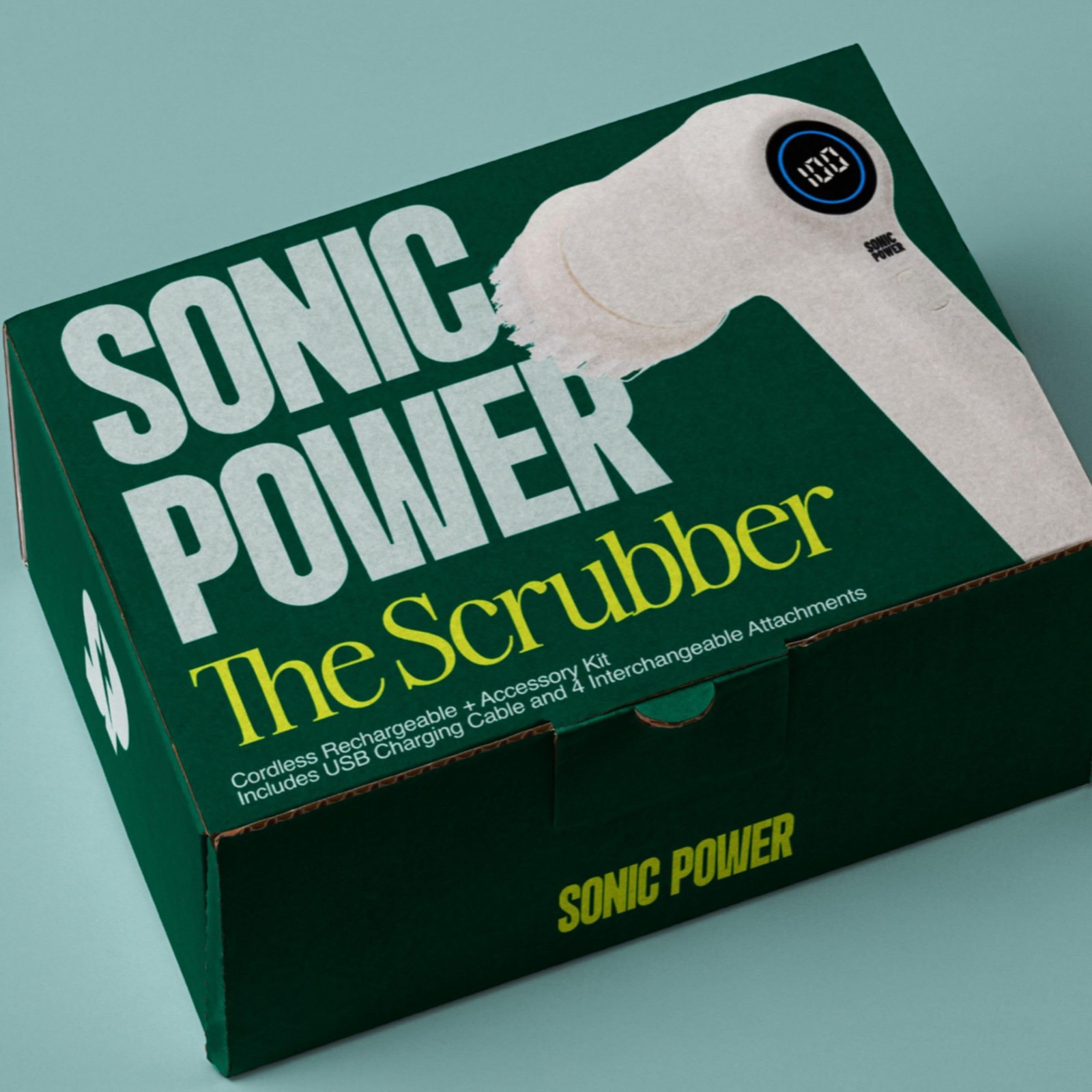 SonicPower Waterproof Electric Scrubber with Long Battery Life and LED Display