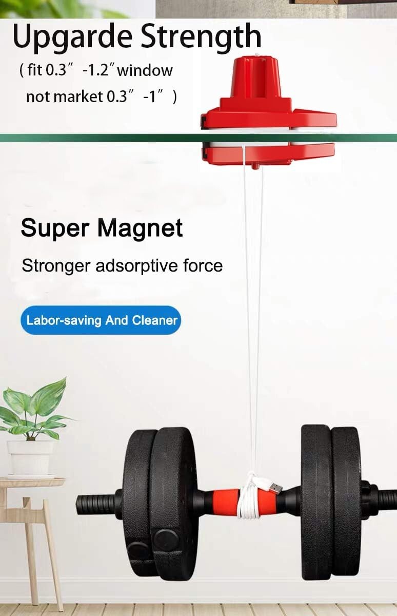 Compact Modern Magnetic Window Cleaner with Replaceable Sponge – Red Wiper Tool