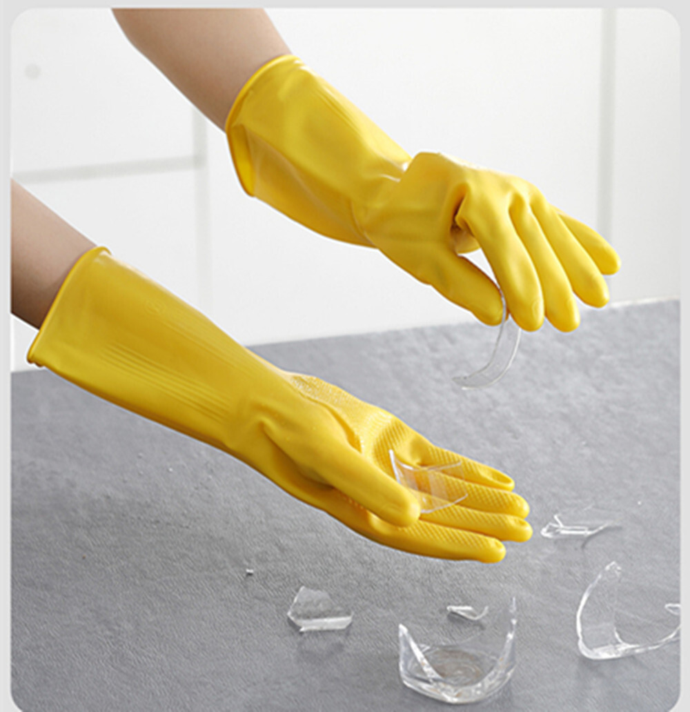 2 Pairs Rubber Gloves Large Long Sleeve Household Washing Up Kitchen Cleaning