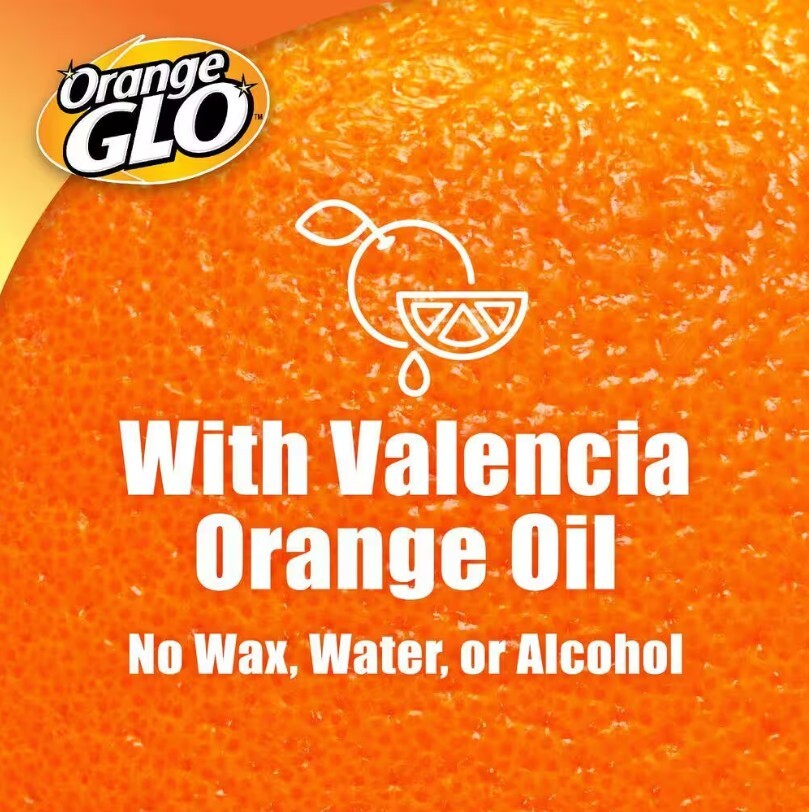 Orange GLO Wood Furniture 2-in-1 Clean & Polish Pure Valencia Orange Oil – 4 Pc.