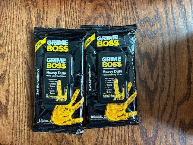 Grime Boss Heavy Duty Hand Cleaning Wipes 18 Extra Large – Lot of 2