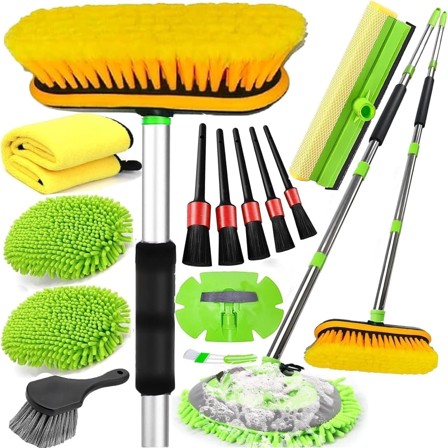62” Car Wash Brush with Long Handle, Car Wash Kit with Tire Brush, Tower, Wi…