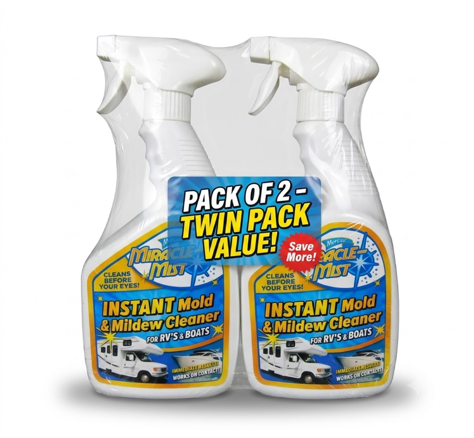 2 PK Miraclemist Instant Mold and Mildew Spray Remover for RV and Boat Exteriora