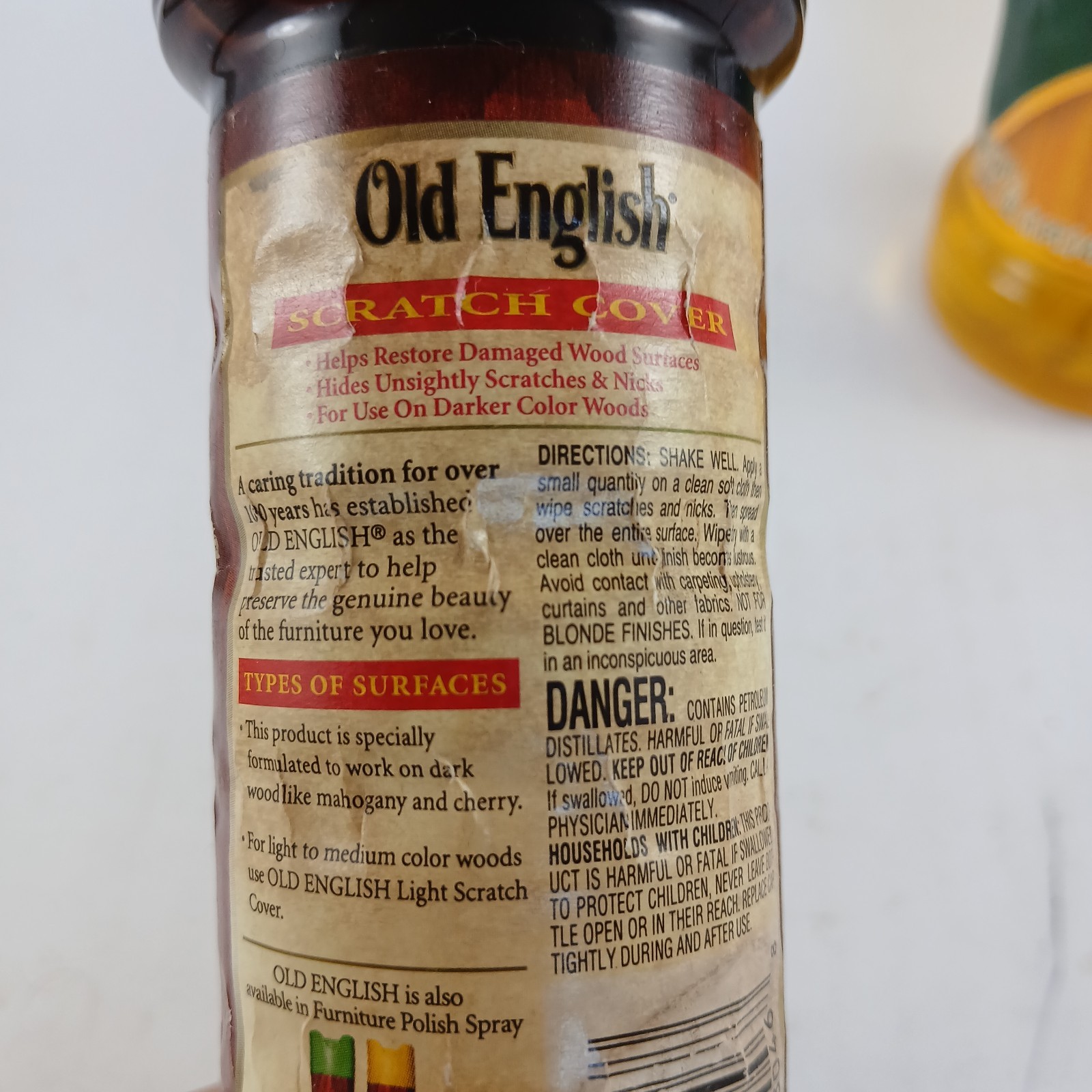Old English Lot 1999 Scratch Cover for Dark Woods Lemon Oil 2004 75% Full Vtg