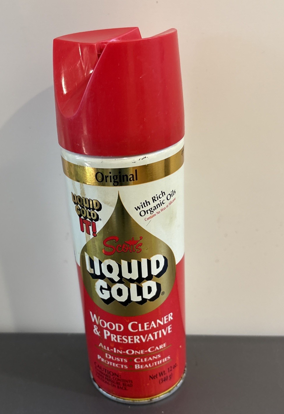 Scott’s Liquid Gold Aerosol Wood Cleaner 12oz 340g Red Top 90% full discontinue