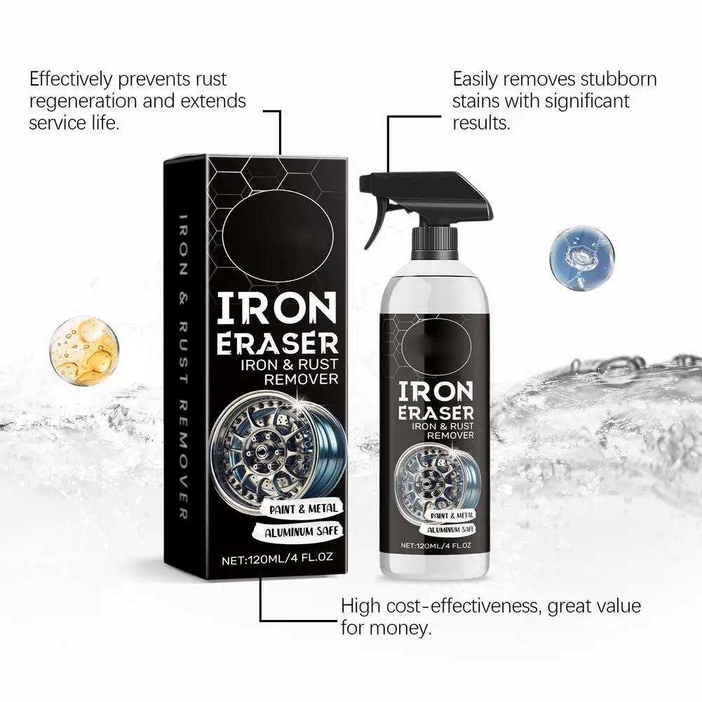 Iron Eraser Rust Remover Spray, Car Wheel Paint Brake Dust Fast Cleaner 120ML US