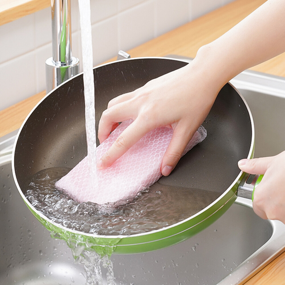 10pcs Scouring Pad Sponge Scrubber Cleaning Dishcloth Kitchen Dish Washing Cloth