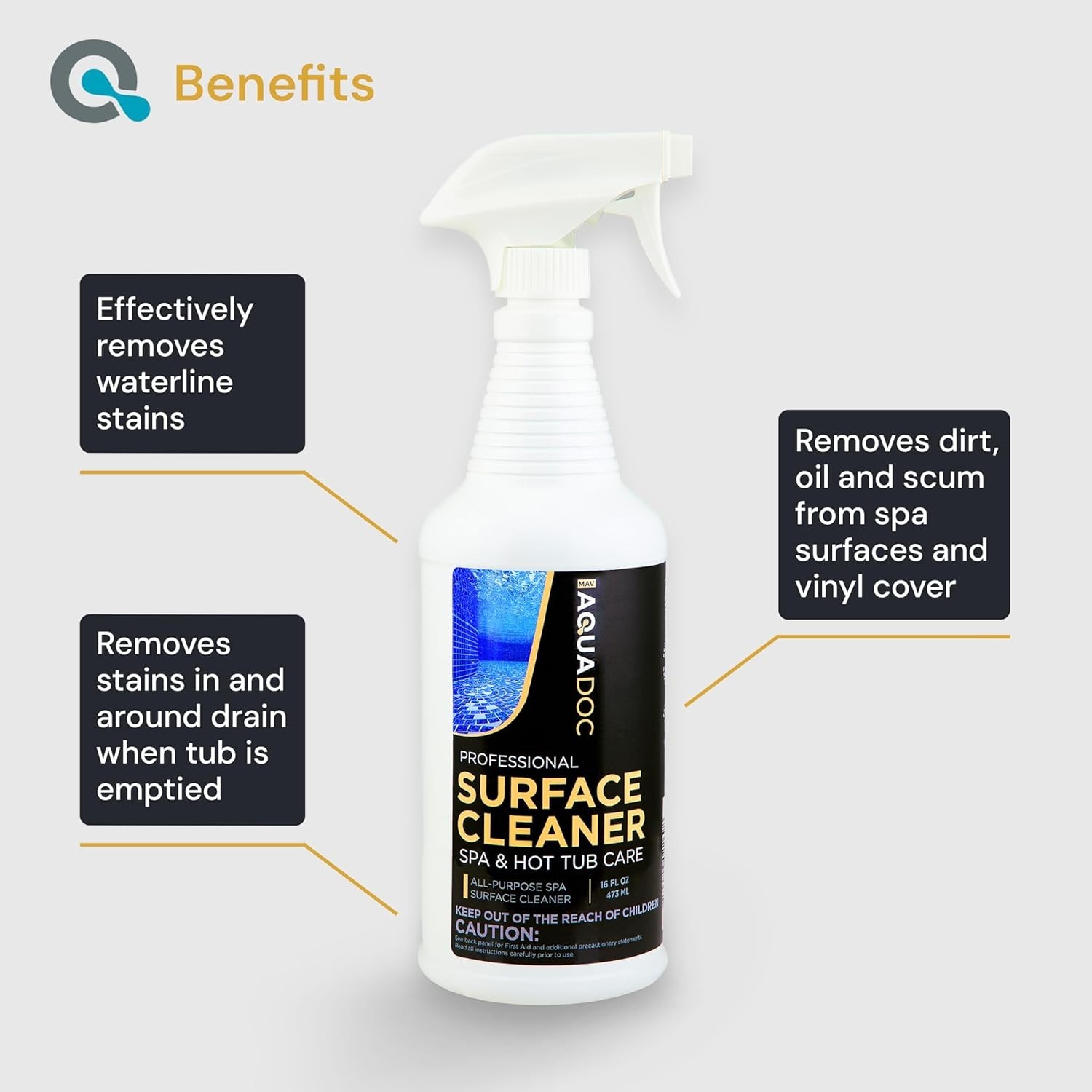 All-Purpose Hot Tub Cleaner Spray 16oz – Effective Fiberglass Surface Care