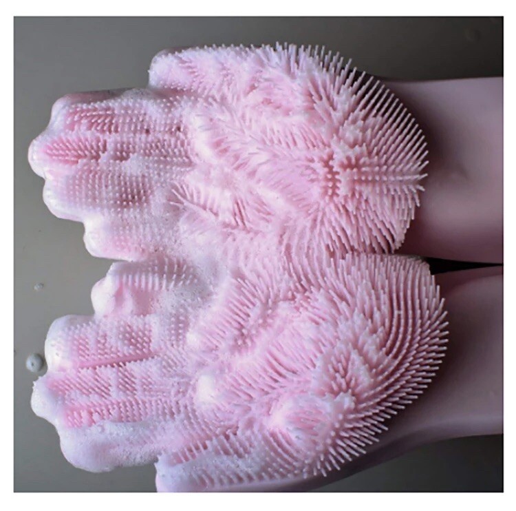 1 Pair Magic Silicone Washing Gloves Scrubber for Dish Pet Car Kitchen Cleaning